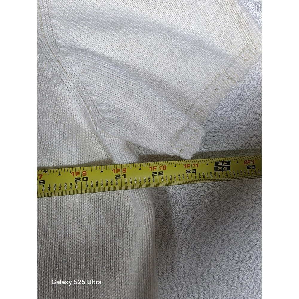 Vintage Alfred Dunner White Embroidered Short Sleeve Knit Cardigan 1X Summer - Picture 5 of 7
